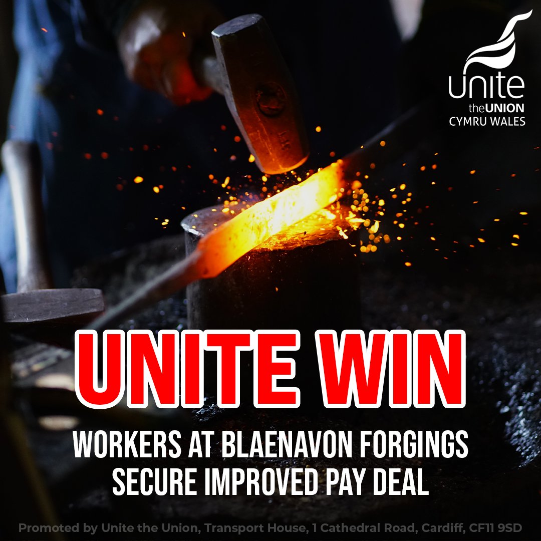 🏆 UNITE WIN 🏆

Our members at Blaenavon Forgings have secured an improved pay offer from the company, therefore bringing an end to our dispute without the need for industrial action.

We'd like to say a huge well done to all involved in securing this fantastic victory.