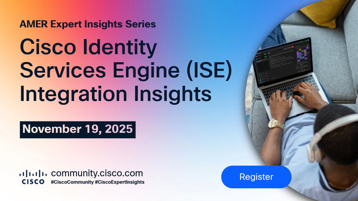 ryanfalk's tweet image. Unlock advanced #NetworkSecurity at Nov #CiscoExpertInsights Series! 🛡️ Explore how #CiscoISE, SNA, and Firepower boost visibility, automation &amp;amp; threat detection.

🔗 Register: cs.co/60157k1Bf
💬 Join conversation @CiscoCommunity: cs.co/60177k1B7

#CiscoSecurity