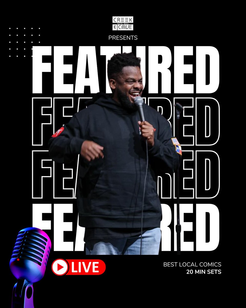 creekandcave's tweet photo. ‼️CREEK FEATURED SATURDAY 9PM LINEUP DROP‼️ Don’t miss this 🔥 show with fewer comics, longer sets - get tix: https://t.co/xyif0ofdAZ

Here’s who’s on Saturday - 

‼️ Corey Knox (host)
‼️ .@MikeVSuarez 
‼️ Sam Lopez 
‼️ .@deddyfatstacks 
‼️ Mike Stevens https://t.co/O6qbASIsx0
