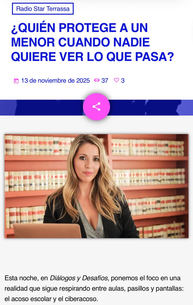 Noelia Liduina Rebón Rodríguez, abogada del Ilustre Colegio de Barcelona, doctora en Derecho y Economía, especialista en Infancia, Familia y Penal  Responsable del dpto. jurídico de nuestra asociación. 
👉🏻radiostarterrassa.com/quien-protege-…