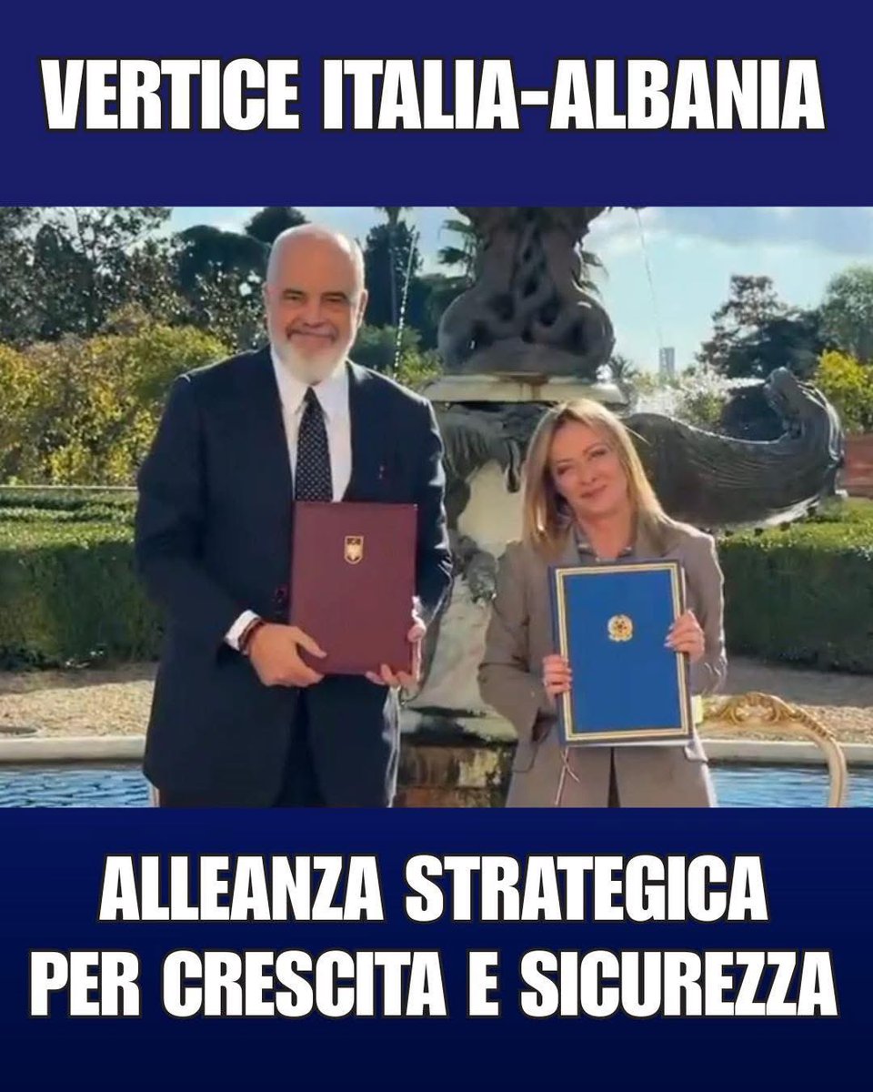 Giorgia Meloni conferma la propria influenza internazionale e riporta l’Italia al centro dello scacchiere globale. Il vertice Italia -Albania segna una tappa storica nei rapporti tra le due Nazioni: 16 accordi per difesa, sicurezza, energia, immigrazione e sviluppo economico.🇮🇹🇦🇱