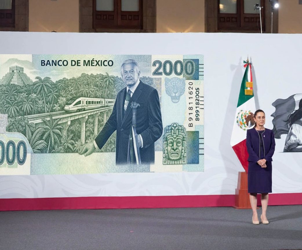 🚨#UltimaHora Con motivo del cumpleaños del Ex Presidente AMLO, La Presidenta Claudia Sheinbaum anunció en la mañanera de hoy el nuevo billete conmemorativo de 2 mil pesos: Hoy felicitamos al presidente Andrés Manuel López Obrador por su cumpleaños 72. Es el dirigente político y