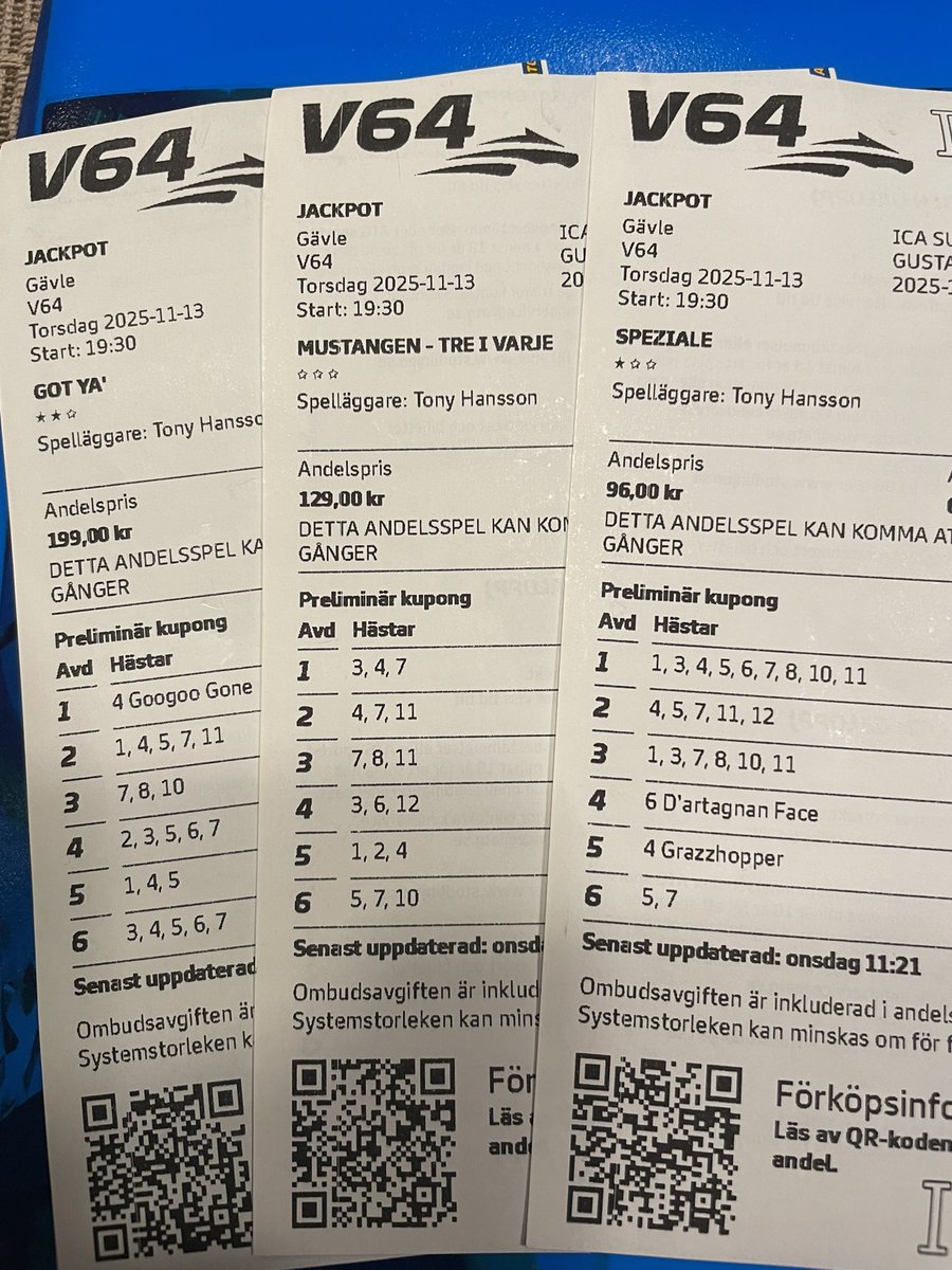 Tips_Tony's tweet image. ✳️ UNIK DUBBEL-JACKPOT PÅ V64 IKVÄLL!  6.500.000! 
🐴 Tar du GOT YA’ , MUSTANGEN eller SPEZIALE? Andelar 96-199kr på atg.se/icagustavslund 
HÄNG MED och LYCKA TILL!