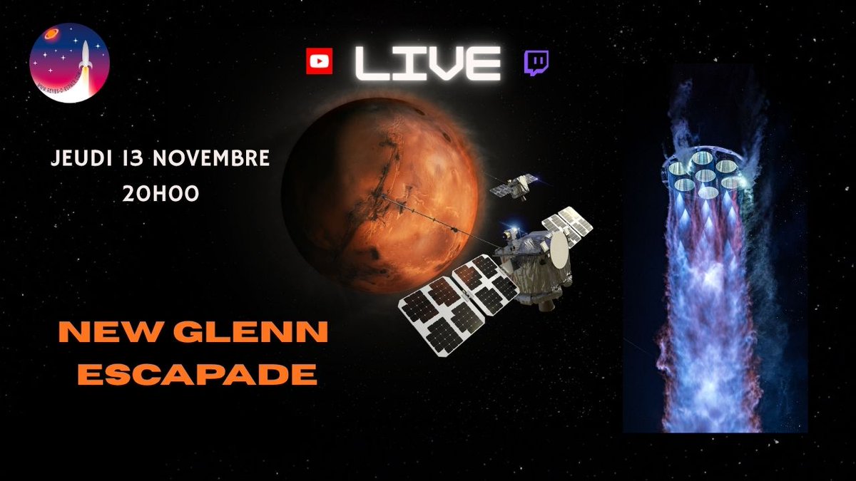 📺 On se retrouve à partir de 20h00 pour le décollage de #NewGlenn / #ESCAPADE prévu ce soir ?
Au préalable, explications sur la mission martienne de la NASA et les enjeux pour le lanceur de Blue Origin.
👉🏼 youtube.com/live/utzSEza7X… ou twitch.tv/revesdespace