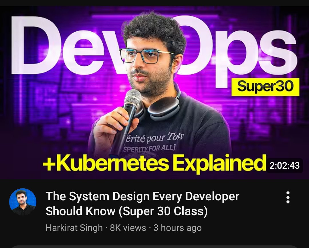 JeetuSuthar_7's tweet image. Just today I thought of learning Kubernetes, and Harkirat just uploaded a video on it!