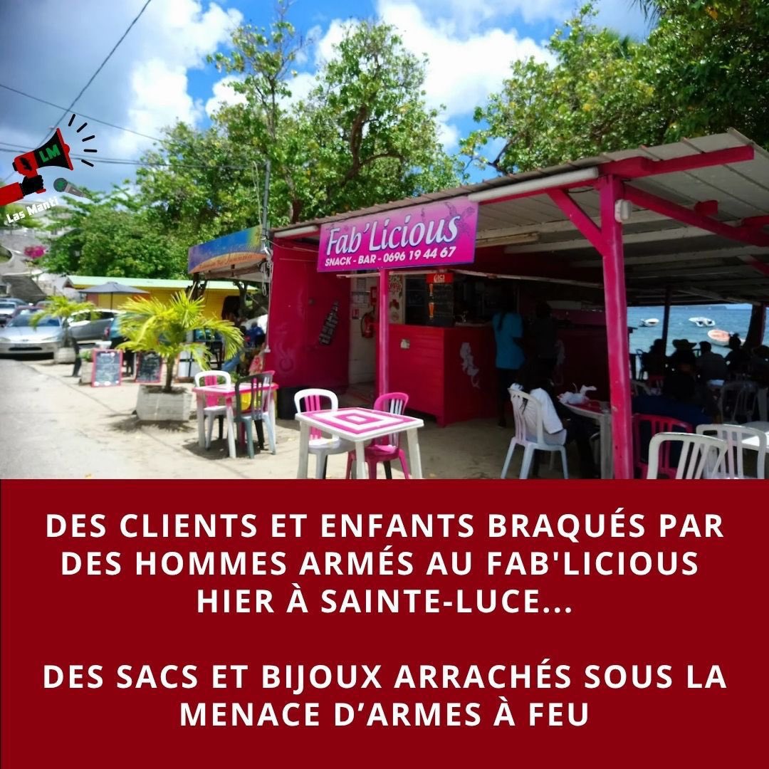 Vince97215's tweet image. Hier soir, à Sainte-Luce, un simple moment de détente a viré au cauchemar. Trois hommes armés, visages découverts, ont fait irruption dans un snack bondé à Sainte-Luce. Des parents, des enfants, des familles venues manger… et soudain, le chaos. Des armes braquées. Des sacs…