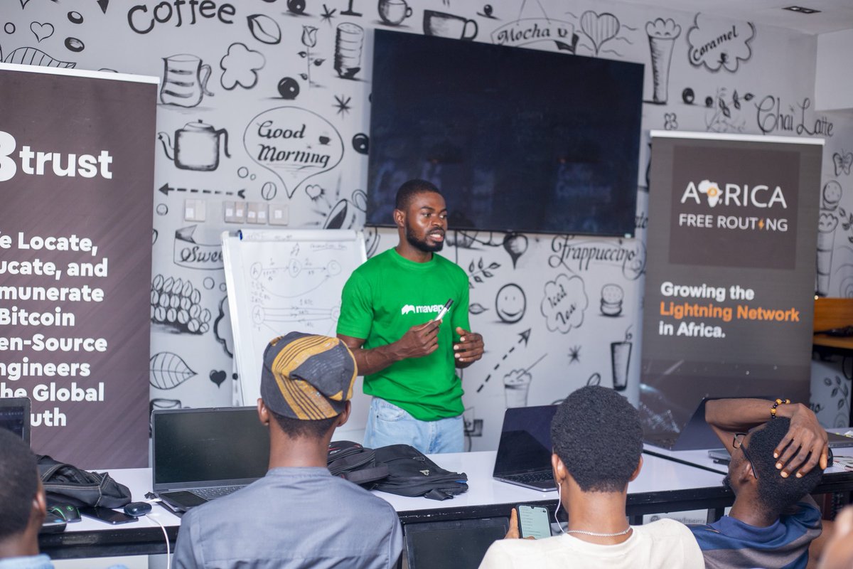 FreeRoutingAf's tweet photo. Day 3: Lightning Developer Bootcamp Uyo 🇳🇬

Today was the moment many participants had been waiting for. We finally stepped into the world of the Lightning Network, and the energy in the room was on a new level.

After building a solid Bitcoin foundation over the last two days, developers got a practical feel of how instant Bitcoin payments work. We broke down how channels are opened, how routing happens, what HTLCs really are, and why Lightning is such a powerful layer for scaling Bitcoin across Africa. @Extheo is a great instructor 🙌🏾

The highlight of the day was the hands on session. Using @lightningpolar, participants created their own Lightning environments, opened channels, sent test payments, and watched the entire flow happen in real time from their laptops. For many, it was their first time seeing Lightning in action from the inside, not just as end users.

The conversations, the curiosity, the excitement, everything pointed to one thing. Builders in Uyo are ready to take Lightning development seriously.

A big thank you to our sponsors for making this journey possible.

Tomorrow, we take it even further. The spark is growing stronger. ⚡️