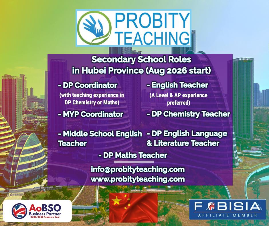 Probityteaching's tweet image. 🇨🇳 Excellent IB Opportunities in China!

📩 Get in touch at info@probityteaching.com for more information.

#teacherjobs #educationjobs #teachers #schools #education #teachabroad #internationalteachers #internationalschools