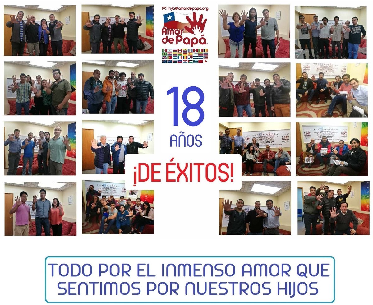 AmordePapa's tweet image. ¡VAMOS CON TODO! #18AÑOS capacitando a quienes quieren defender sus derechos y los derechos de sus hijos con nuestra #LEYAMORDEPAPA , que consagró por primera vez en Chile la figura legal de #custodiacompartida y el principio de #corresponsabilidadparental -- ¡INMENSOS LOGROS!