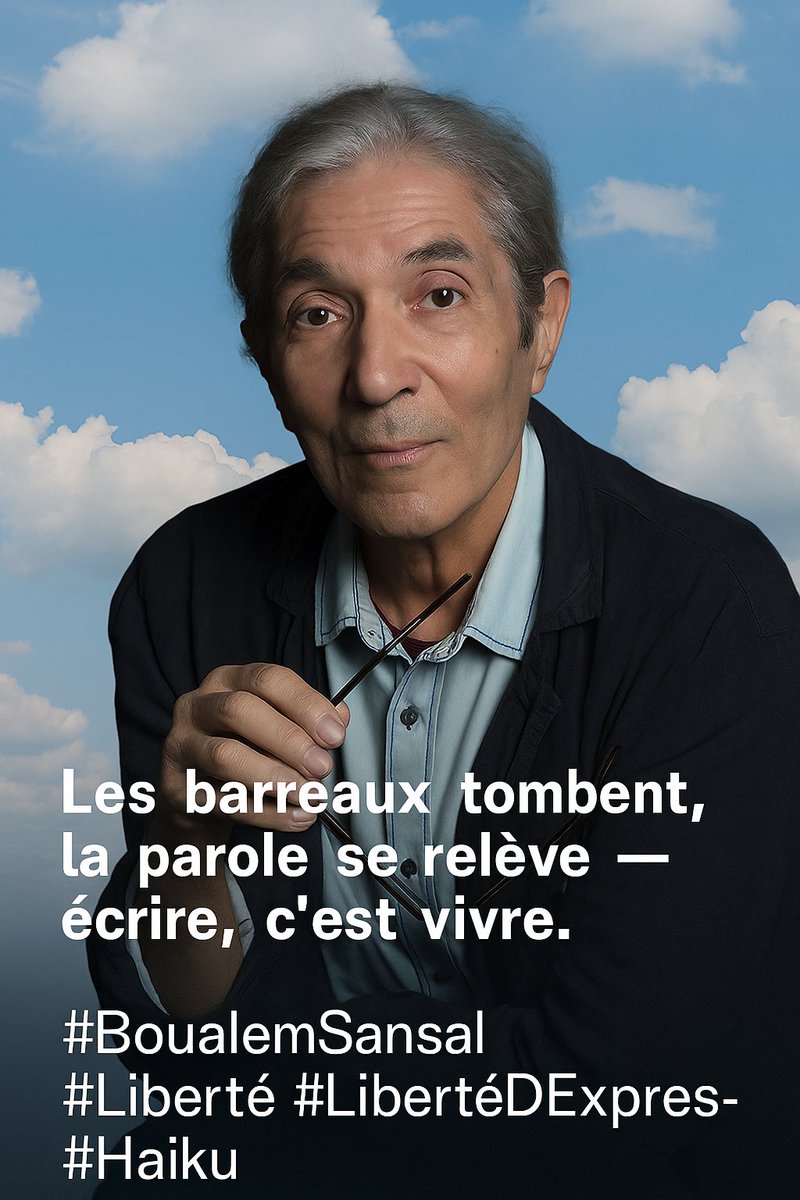ClaudeFreval's tweet image. &quot;Les barreaux tombent, la parole se relève - écrire, c&apos;est vivre&quot;. Bon retour Boualem Sansal ! #BoualemSansal #Liberté #LibertéDExpression