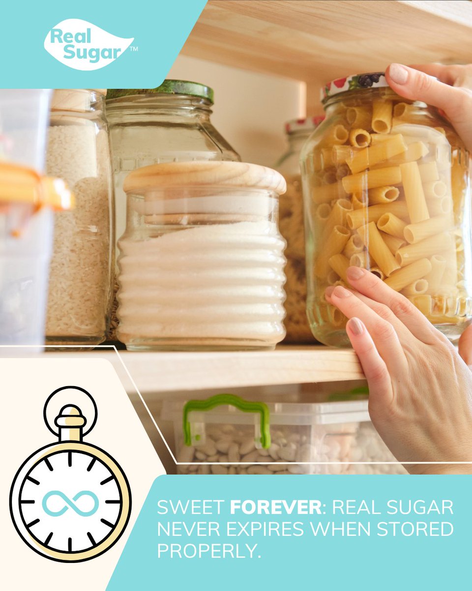MoreToSugar's tweet image. When stored properly in a cool, dry place, real sugar keeps its quality and sweetness year after year. That&apos;s why it&apos;s been a pantry staple for generations of home cooks and bakers. #RealSugar #FoodStorage #KitchenTips