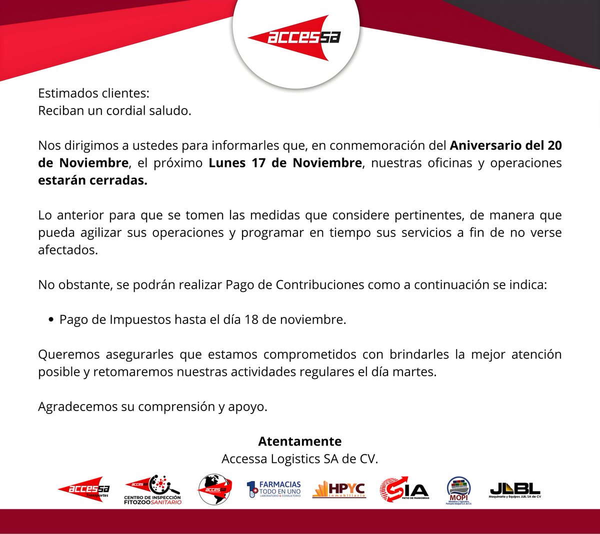 AccessaLogistic's tweet image. 𝙋𝙡𝙖𝙣𝙞𝙛𝙞𝙘𝙖 𝙘𝙤𝙣 𝙩𝙞𝙚𝙢𝙥𝙤📷

#Comunicado