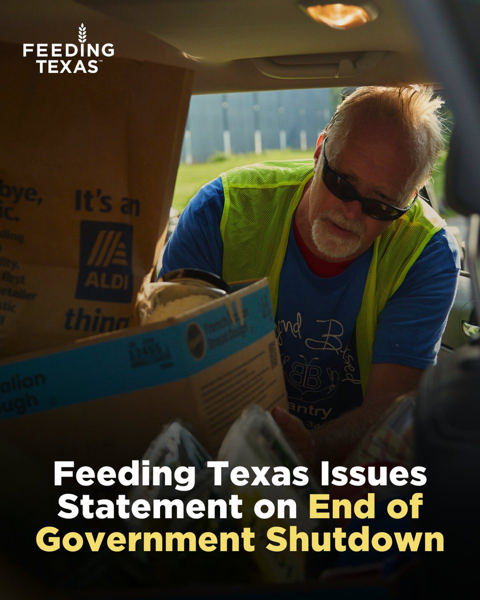 FeedingTexas's tweet photo. The shutdown is over, but hunger in Texas is still on the rise. 

Texas food banks stepped up during the shutdown to ensure all our neighbors were fed. But as holidays approach, we need your support in replenishing our stock. Read our press release at https://t.co/3Ohkmt7zgb https://t.co/wXCQPKvOXv