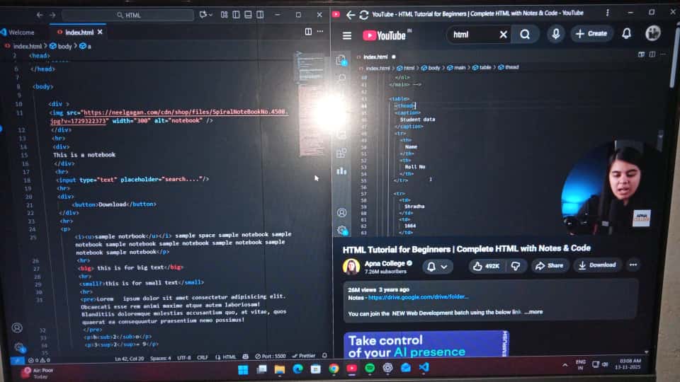 pranjall21's tweet image. Day 1 of learning Web Development
Completed HTML — the skeleton of every website!
It uses tags like &amp;lt;h1&amp;gt;, &amp;lt;p&amp;gt;, and &amp;lt;a&amp;gt; to structure content.
Next stop → CSS 
#WebDev #HTML #100DaysOfCode #CodingJourney