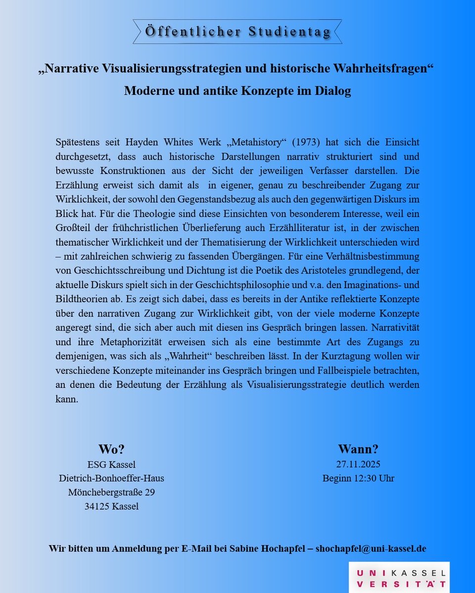 Herzliche Einladung zum Hermeneutischen Studientag in Kassel am 27.11.2025!