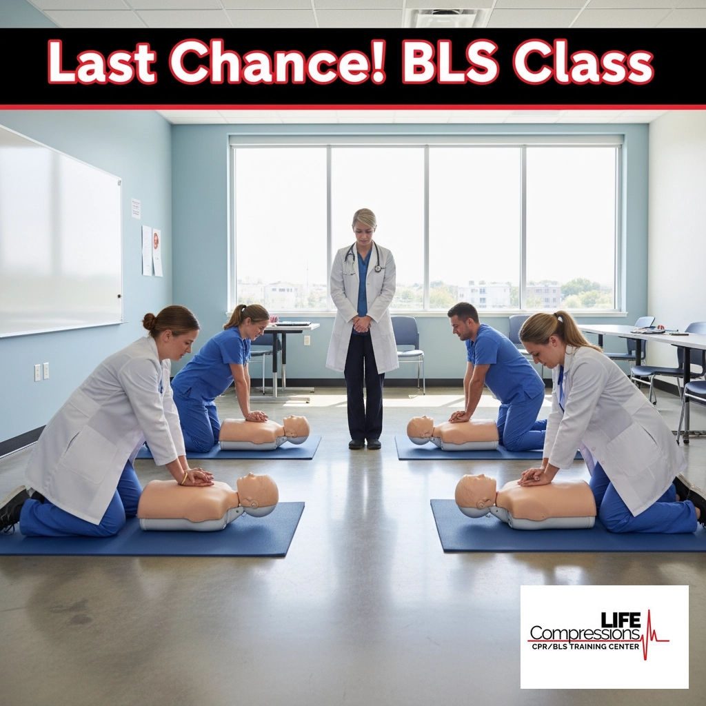 LifeCompression's tweet image. Don't miss out: this is your LAST CHANCE to register for Thursday &amp;amp; Friday's BLS class! Get certified, save lives. Sign up now before seats are gone! #CPR #BLS #LastChance #Healthcare #CPRTraining #SaveLives #LifeCompressions