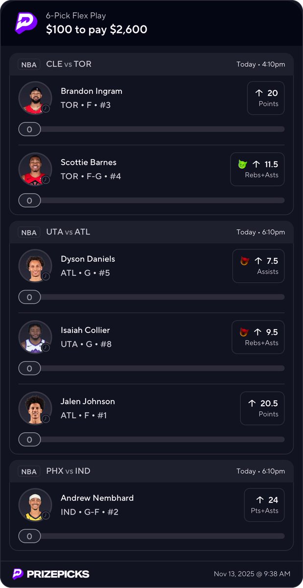 TheChefKayy's tweet photo. Chef Kayys 26x Twitter Slip 👨🏽‍🍳
 
You can run regular lines and Barnes rebounds if you want 

If this hits 6/6 I’ll give out $50 to 3 people who likes and retweets this 🥂🤝🏽 Must be following @TheChefKayy to be entered 💯

Please read the notice below ⬇️

-you don’t have to tail 🤷🏽‍♂️
-only risk what you can afford to lose 
-swap out what you don’t like
-tail at your own risk 
-tail lightly 
-link is below

Link to tail ⬇️
https://t.co/nKDPTx3x3E