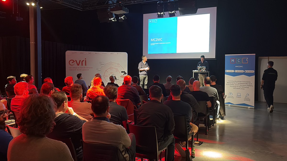 ErikMoreau's tweet image. 1st session @mc2mcbe evening &apos;MC2MC Live: Transformers of the Digital Age&apos; on &apos;A practical guide to Application Control for business&apos; by @TheWMIGuy and @TomDegreef #community #MVPBuzz