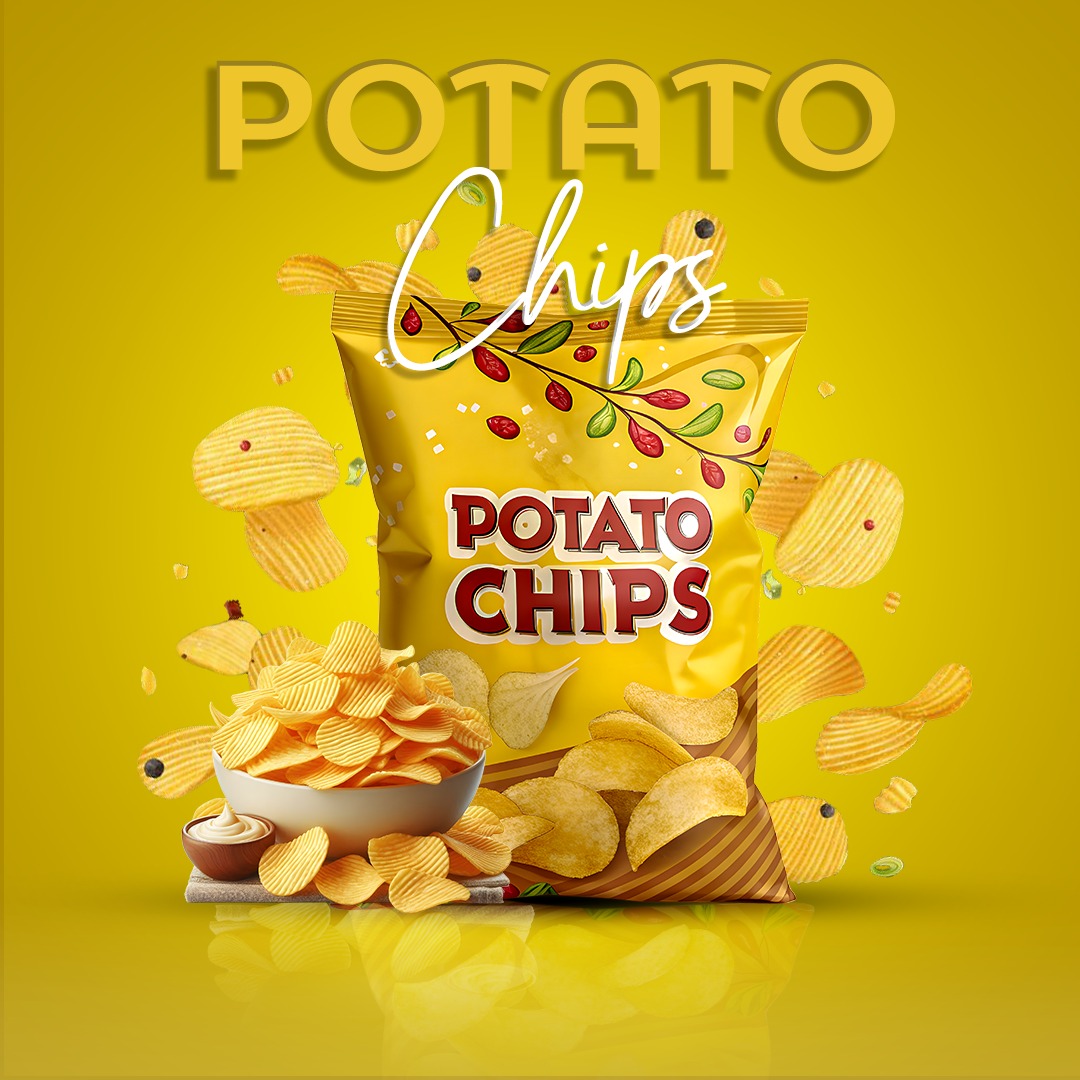 Itsvsakib3's tweet photo. *Crispy. Crunchy. Irresistible!*  
Just wrapped up this bold and flavorful potato chips ad design that’s bursting with energy and snack-time vibes!
#PotatoChips #SnackTime #FoodAdDesign #ProductDesign #3DMockup #CrispyChips #ChipsLovers #SnackAttack #FoodBranding #PackagingDesign https://t.co/6JSCYUUcon