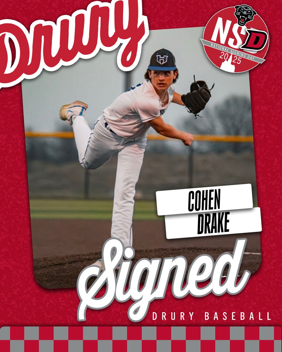 Welcome to Drury! 𝗖𝗼𝗵𝗲𝗻 𝗗𝗿𝗮𝗸𝗲 of Kingsville, Mo. is our next signee.✍🏼 

#OneDrury