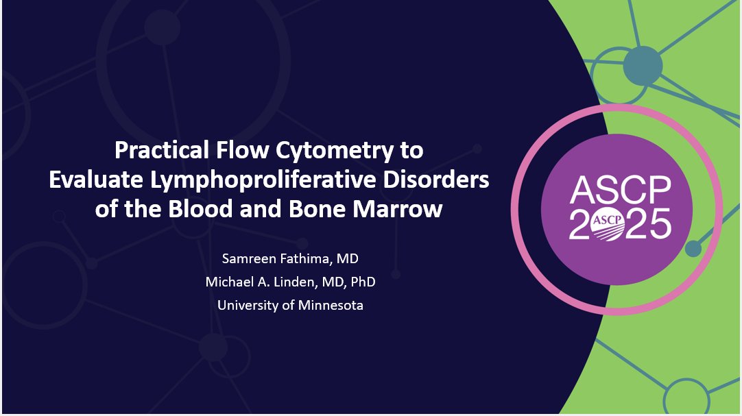 SamreenfatimaMD's tweet image. Join us at the #ASCP2025 Annual Meeting in Atlanta!
Our Practical Flow Cytometry to Evaluate Lymphoproliferative Disorders course on Tuesday offers hands-on learning and real-world insights.
A must-attend for anyone in #FlowCytometry or #Hematopathology @mnhemepath