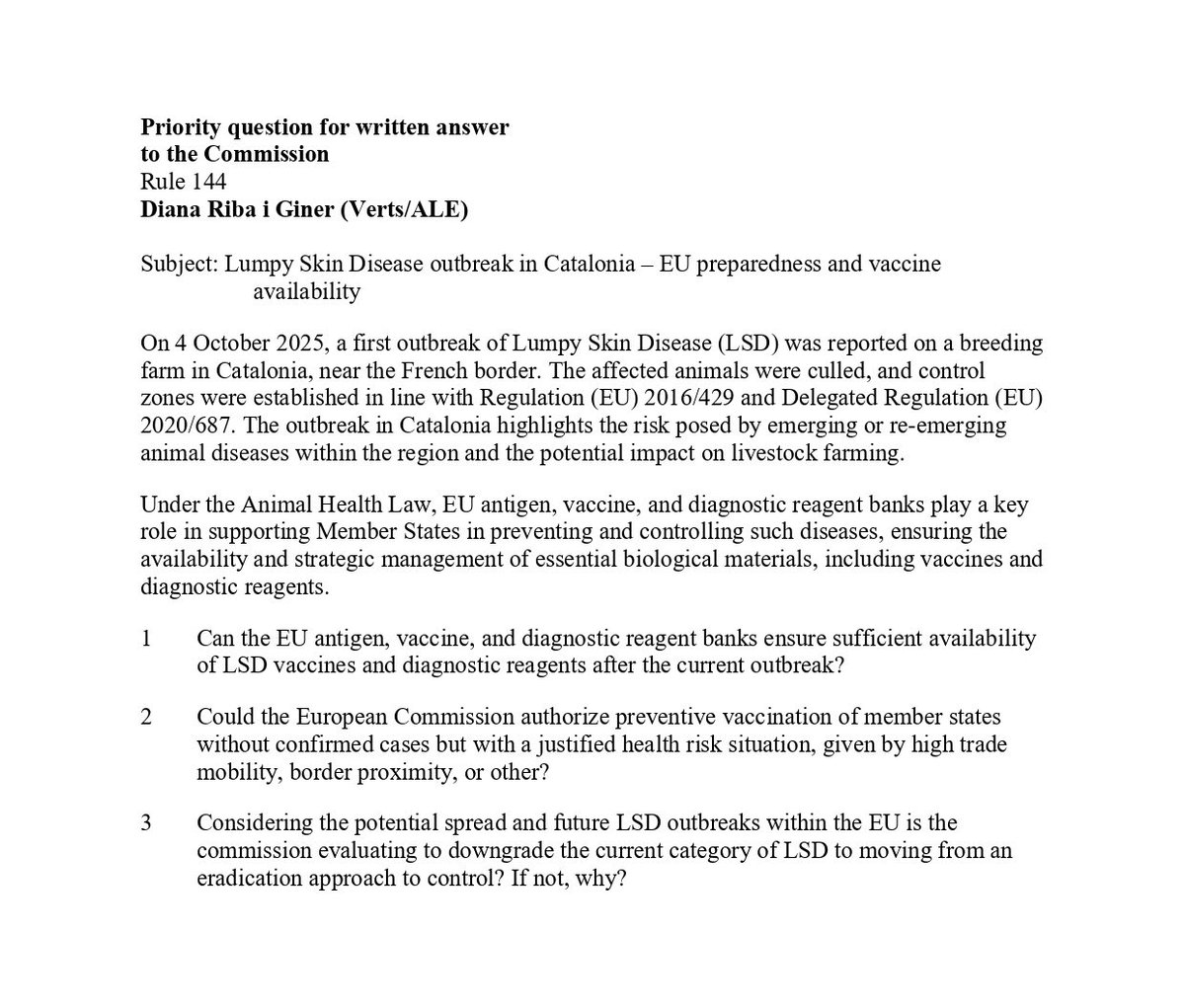 Hem portat a la Comissió Europea, amb <a href="/uniopagesos/">Unió de Pagesos</a>, les preocupacions del sector davant la dermatosi nodular. 

Demanem més vacunes, més prevenció i més suport. Continuem treballant perquè la UE actuï amb rapidesa i el sector ramader tingui garanties.