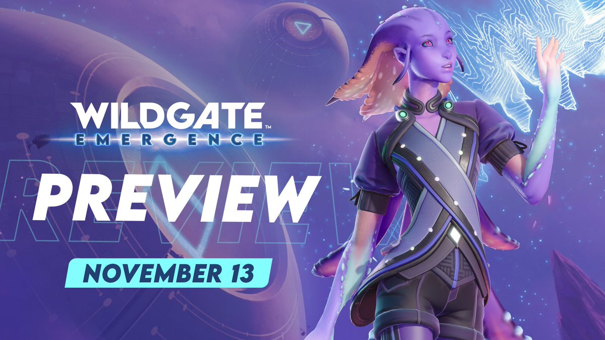 Wildgate: Emergence drops Nov 19, and we’ve got a massive preview ready for you!

💜 New Prospector (Charlie)
🚀 New ship (Outlaw)
💥 2 new modes (Treasure Hunt + Fleet Battle)
🧨 New weapons, gear, POIs &amp; Adventure Track
🎮 Free Weekend + Free Trials + Double XP dates

Link in