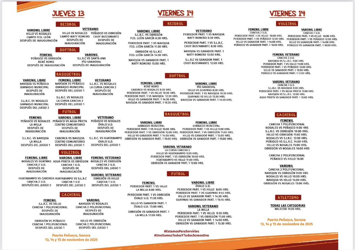 ¡Llegó el gran día!

Hoy inicia el evento más esperado del año, los XXXIX Eventos Deportivos y Culturales de la Sección 28 del SNTE y Puerto Peñasco está listo. 

Conoce aquí los trípticos de Actividades Culturales y Deportivas a desarrollarse los días 13, 14 y 15 de noviembre.