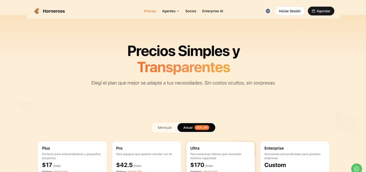 gonzarray's tweet image. #Dia4 Hoy trabaje en el sistema de precios de horneross.com.  Tambien estuve trabajando en la seccion de partners para que puedan monetizar nuestros servicios de enterprise AI.