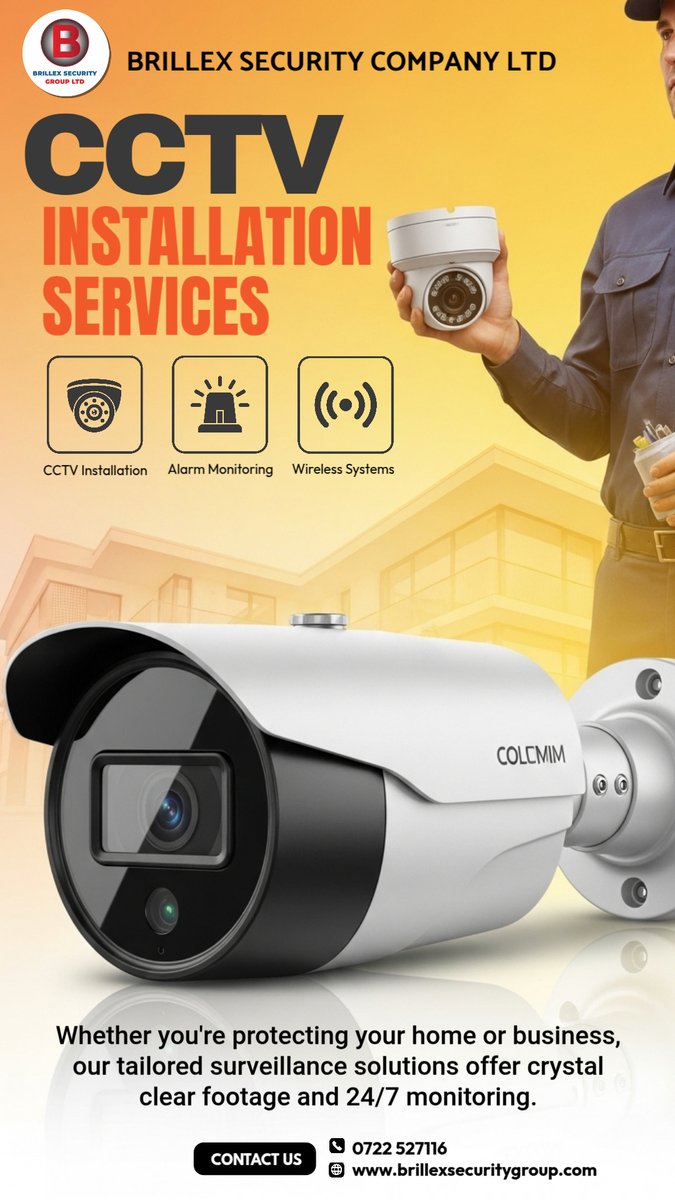 BrillexG89563's tweet photo. Your Security, Our Priority! ๐
Stay protected with Brillex Security Co. Ltd experts in CCTV installation, alarm monitoring & wireless systems.
ยท Crystal clear footage
ยท 24/7 monitoring
๐ 0722 527116 | ๐https://t.co/9FnEIZjeEd
#BrillexSecurity #HomeSecurity #CCTVInstallation https://t.co/69NRjWfMNL