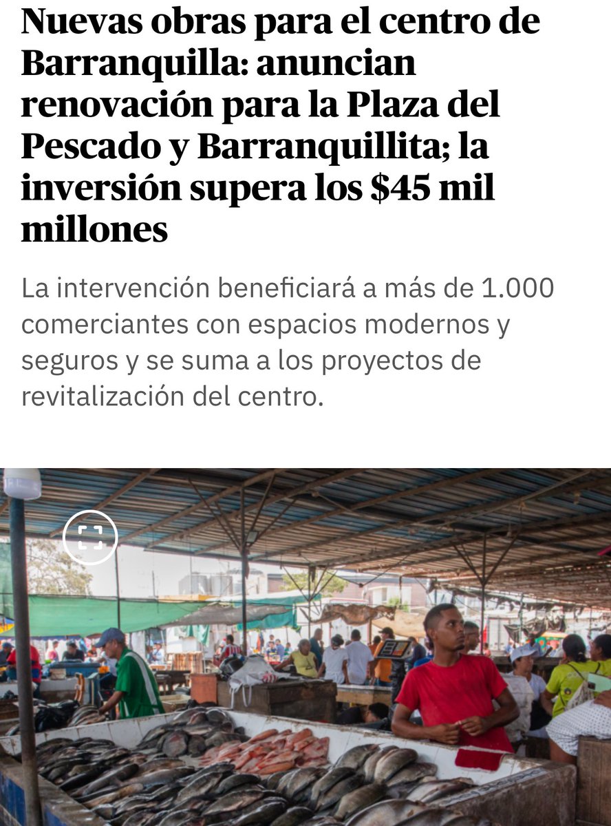 AnaMariaAljure's tweet image. 💪🏼 Continua la transformación del corazón de Barranquilla 

🙌🏻 Arranca una nueva etapa para nuestro Centro: más de $45 mil millones para renovar la Plaza del Pescado y Barranquillita. Una obra de @alcaldiabquilla que dignifica a más de 1.000 comerciantes, recupera la esencia…
