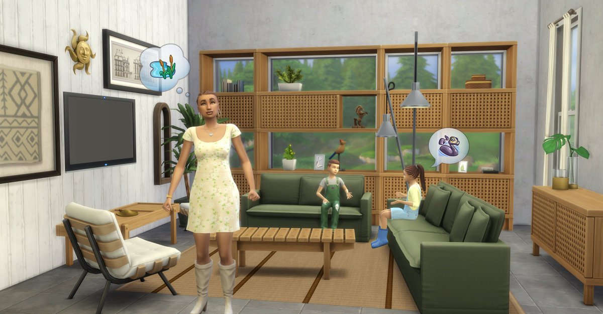 TheSims's tweet image. Blend handcrafted items, cozy seating, and sleek furniture to bring versatility to your living room with #ModernRetreatKit by @TudTuds 🏡
Available Now!