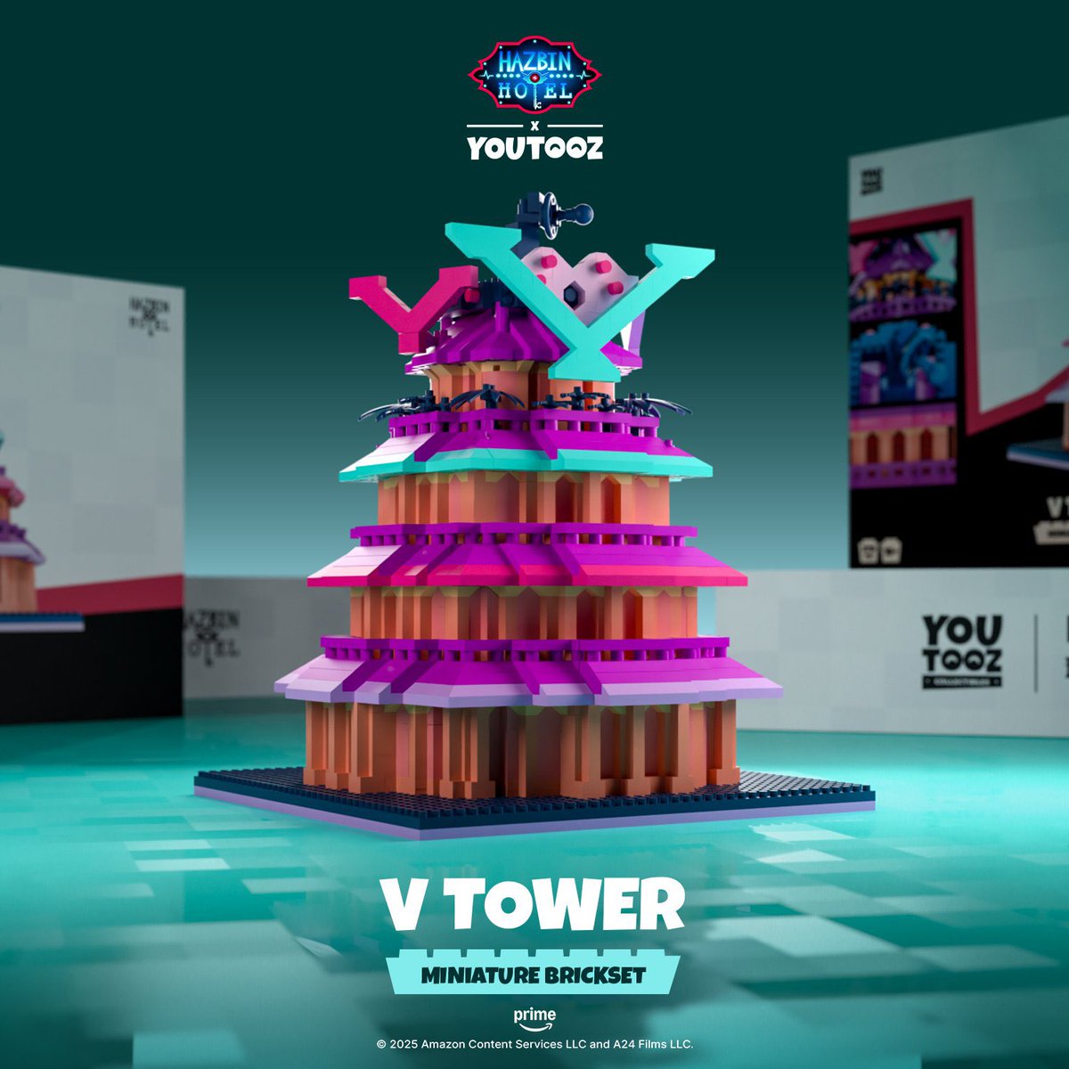 eucheon's tweet image. YouTooz unveiled their 1st ever Miniature Bricksets, including the New Hazbin Hotel, and the V Tower. #HazbinHotel #HazbinHotelSeason2 #BuildingSet #Merch