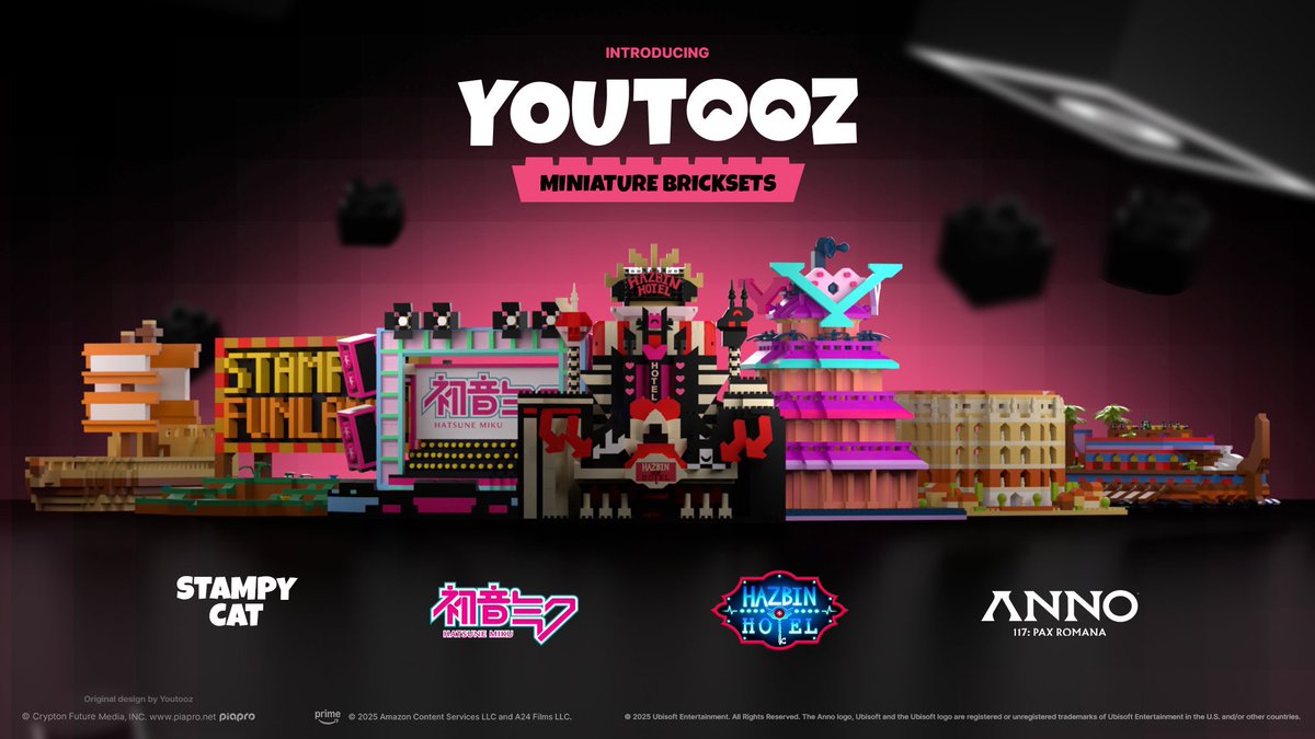 eucheon's tweet image. YouTooz unveiled their 1st ever Miniature Bricksets, including the New Hazbin Hotel, and the V Tower. #HazbinHotel #HazbinHotelSeason2 #BuildingSet #Merch