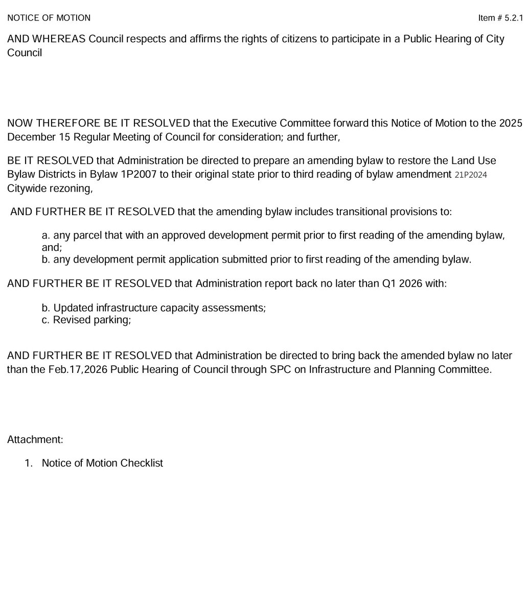 This rezoning repeal is terrible policy that adds red tape, roadblocks &amp; costs to desperately needed housing. No amount of spin can change those facts. It is extremely disappointing to see Mayor <a href="/JeromyYYC/">Jeromy (Pathfinder) Farkas</a> sign on to this in favour of noisy NIMBYs over Calgarians needing a home.