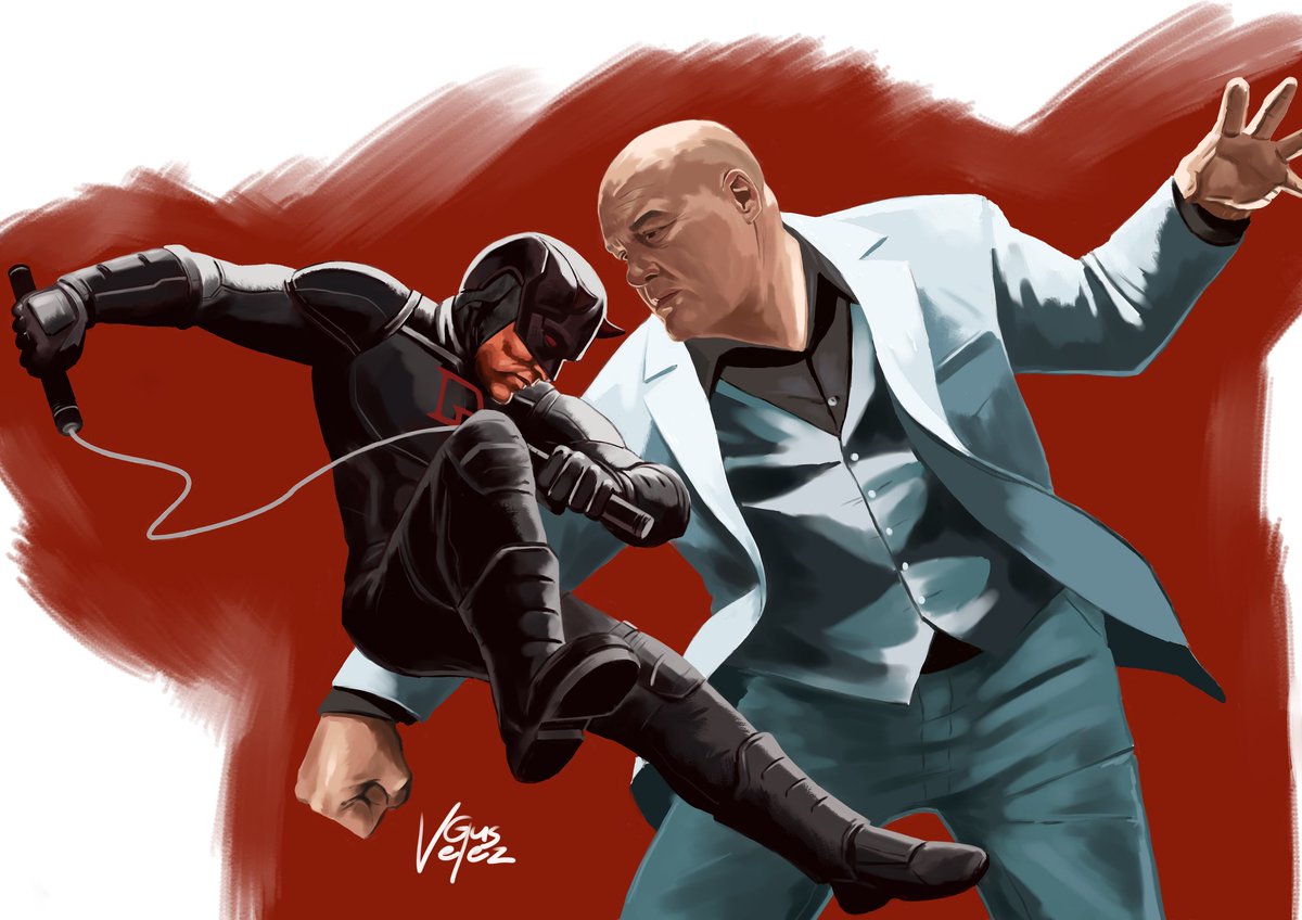 DD in black taking on Mayor Fisk in white with some red thrown in for good measure. #DaredevilBornAgain #art #Krita <a href="/vincentdonofrio/">Vincent D'Onofrio</a>