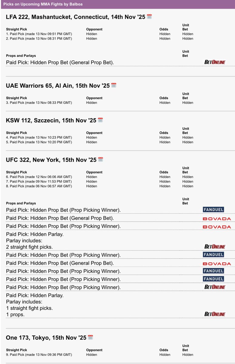 Balboafightpix's tweet image. The Action Starts Tomorrow 💰 

#GamblingX #MMATwitter #UFC322 #LFA222 #KSW112 #UAE65 #ONE173