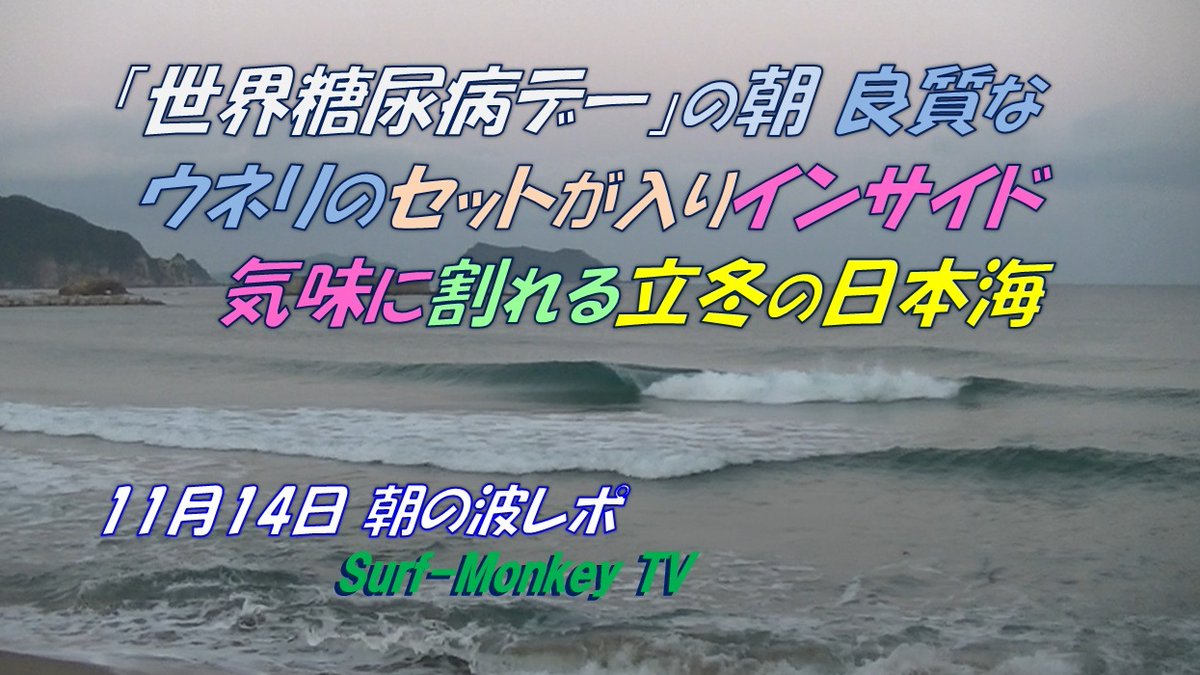 sfjmonkey's tweet image. Youtubeに動画をアップします。
#朝の日本海 ＃今日の波予想 #世界糖尿病デー
🌊波：朝7時10分頃、気温13℃、ほぼフラット
📡風：AM；南東～東南東風3-2ｍ、PM；南南西～北～東南東風1-2-2ｍ
📈 波予想：北東ウネリが残るか微妙🥹
よろしければどうぞ☝

動画は以下をどうぞ🐵
youtu.be/3XzSsHq7zh0