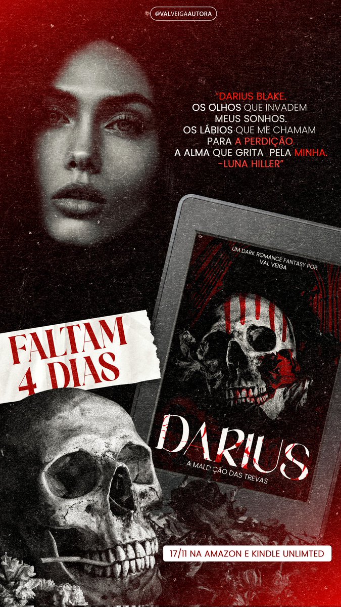 4 dias para a Hunter mais temida abalar o mundo do vampiro...

Entre sombras e amor o que escolher?

Darius A maldição das trevas

#vemai

<a href="/valveigaautora/">Val Veiga</a>