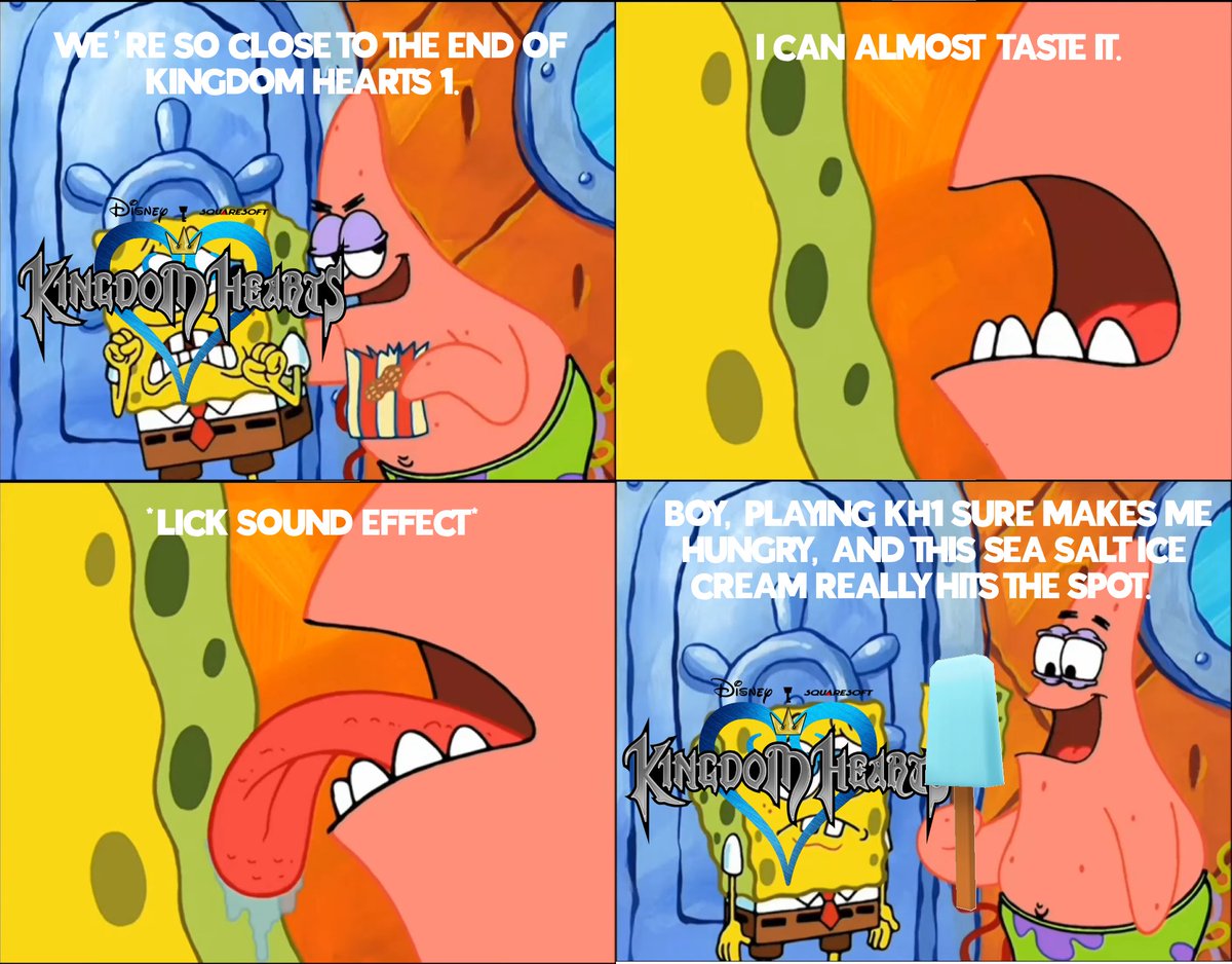 JasonAwes16's tweet image. We're so close finishing off KH1... well I let your favorite SpongeBob reference here explained. And also Congrats on synthesized the Ultima Weapon.