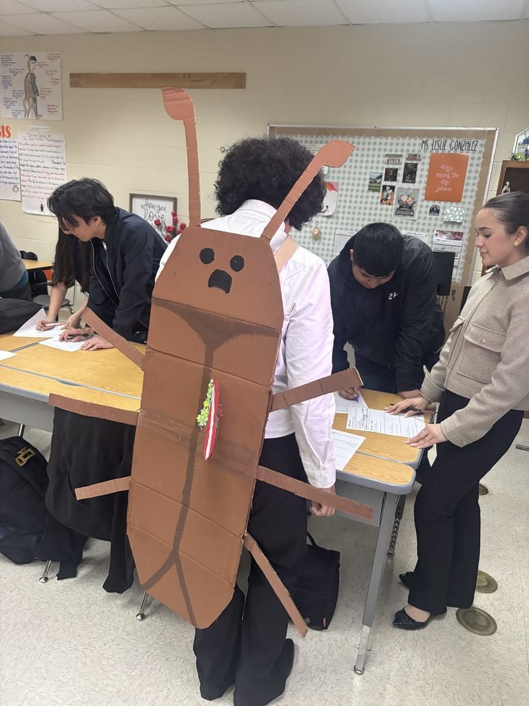JCECHSRedWolves's tweet image. Ms. L. Gonzalez’s AP Literature students participated in a Metamorphosis Gallery Walk, showcasing 3D models that represented key themes from Kafka’s novel.