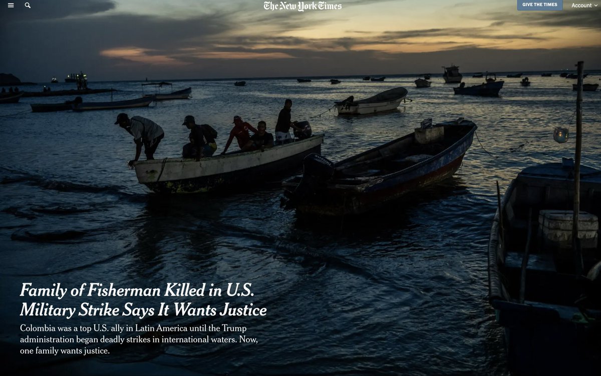 La familia del pescador que murió en el ataque militar de EE. UU. a un bote en el caribe exige justicia.

Nuestro artículo más reciente, junto a <a href="/viaSimonRomero/">Simon Romero</a> desde Santamarta para <a href="/nytimes/">The New York Times</a> 

Lo pueden leer aquí:  nytimes.com/2025/11/13/wor…