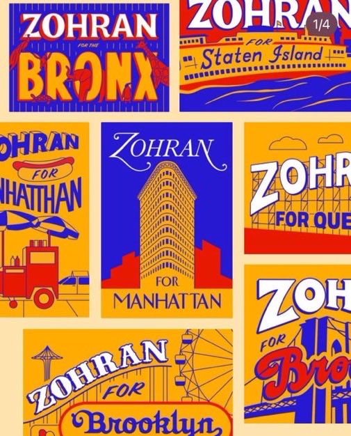 justmaxcreating's tweet image. Zohran’s posters are such a flex.

You could hang them in your living room &amp;amp; get compliments for each one.

The left has a monopoly on art. No republican comms team could ever cook like this.