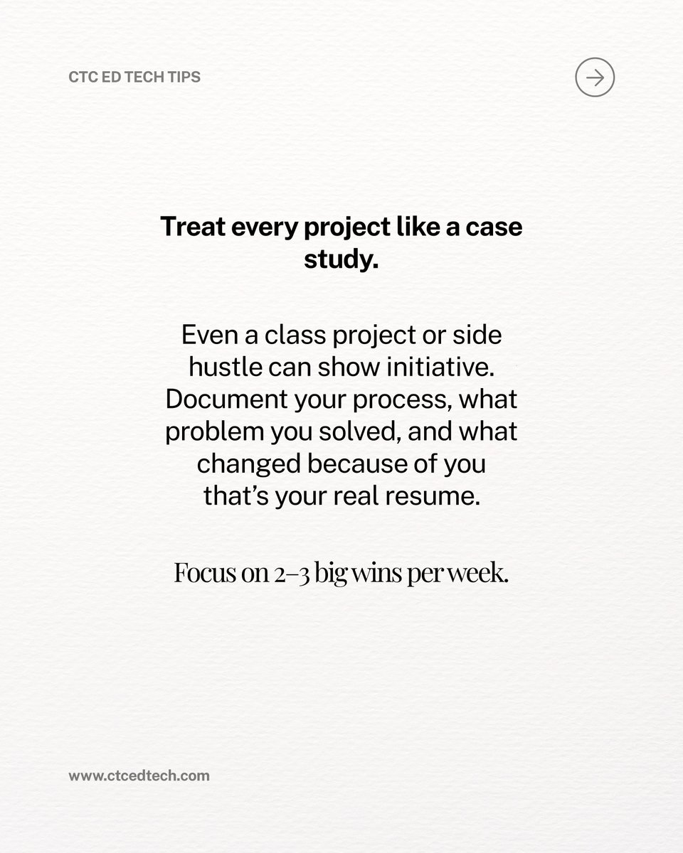 CTC_EdTech's tweet image. You Don’t Need 5 Years of Experience. All You Need is Proof of Impact.

Visit us at ctcedtech.com 

#CareerGrowth #StudentSuccess #CTCEdTech #HigherEd #JobSearchTips #CareerAdvice #FutureOfWork #UniversityLife #DigitalPortfolio #ProfessionalGrowth #CareerReadiness