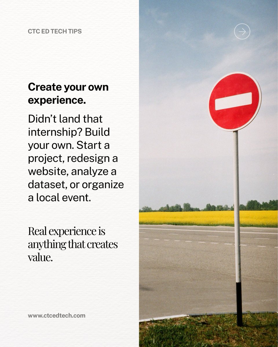 CTC_EdTech's tweet image. You Don’t Need 5 Years of Experience. All You Need is Proof of Impact.

Visit us at ctcedtech.com 

#CareerGrowth #StudentSuccess #CTCEdTech #HigherEd #JobSearchTips #CareerAdvice #FutureOfWork #UniversityLife #DigitalPortfolio #ProfessionalGrowth #CareerReadiness