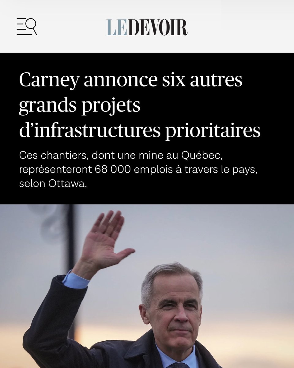 MarkJCarney's tweet image. Il est temps de mettre en chantier les grands projets qui nous permettront de passer de la dépendance à la résilience, de renforcer notre économie et de créer des emplois bien rémunérés dans tout le pays.