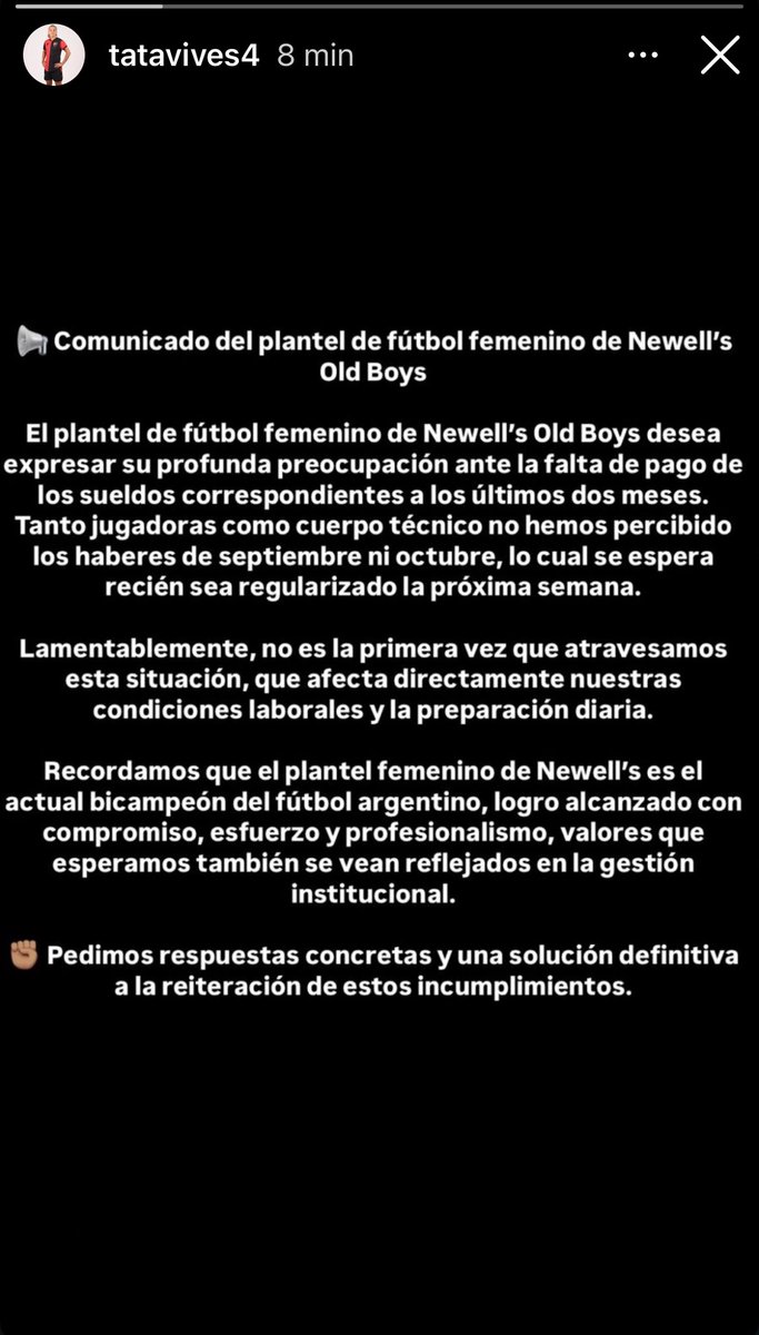 COMUNICADO DE LAS FUTBOLISTAS DE PRIMERA DIVISIÓN DE <a href="/Newells/">Newell’s Old Boys</a>  <a href="/NewellsFem/">Newell's Femenino</a>