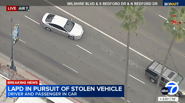 ABC7's tweet image. WATCH #LIVE:  LAPD chasing driver in reported stolen vehicle abc7.com/watch/live/