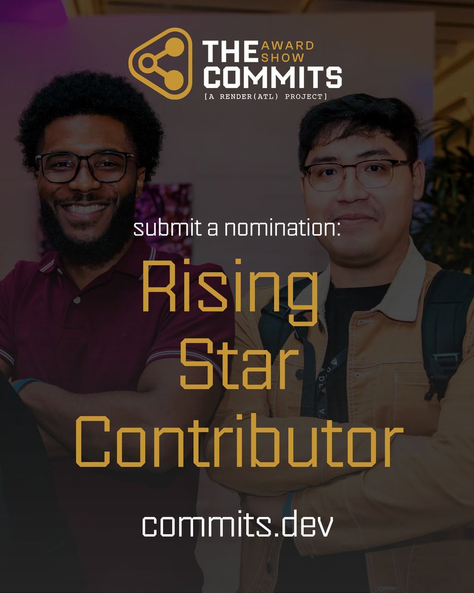 RenderATL's tweet image. The Rising Star Contributor Award goes to the newcomers who jumped in, shipped code, and proved that you don&apos;t need seniority to make an impact.

Fresh perspectives. Big contributions. Vote at commits.dev