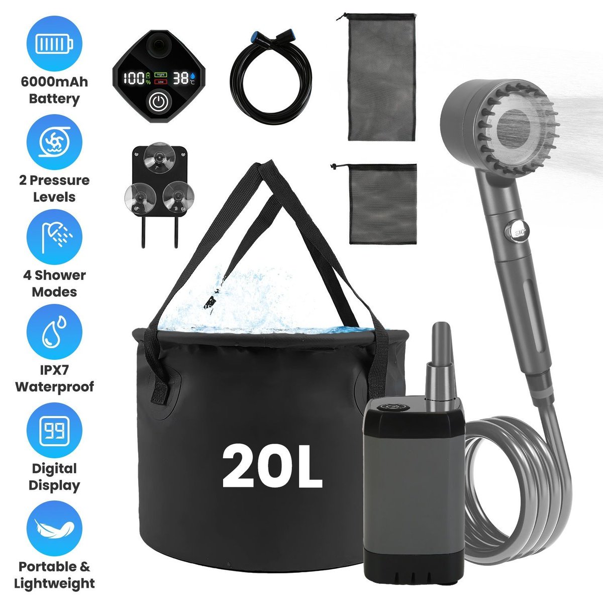 kellerrvneeds's tweet image. Stay clean and refreshed anywhere with the Portable Camping Shower Set, featuring a 6000mAh rechargeable battery, filtered shower head, and 5.3-gallon foldable bucket. 

kellerrvneeds.com/products/view/… 

#shower #outdoor #camping